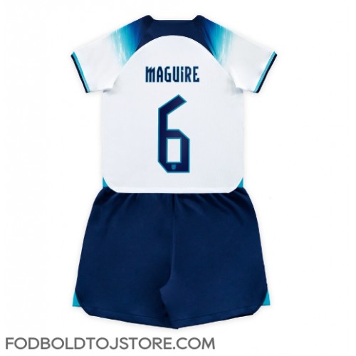 England Harry Maguire #6 Hjemmebanesæt Børn VM 2022 Kortærmet (+ Korte bukser)